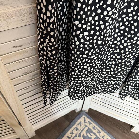 LOFT NWT Women's XL Polka Dot Black White A Line Midi Skirt Elastic Waist Lined - Picture 7 of 13